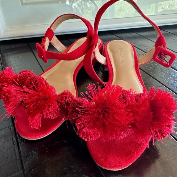 Banana Republic Pom-pom red sandals, size 5 - Picture 1 of 7